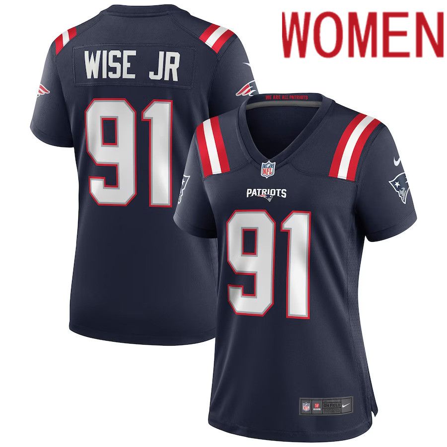 Women New England Patriots #91 Deatrich Wise Jr. Nike Navy Game NFL Jersey